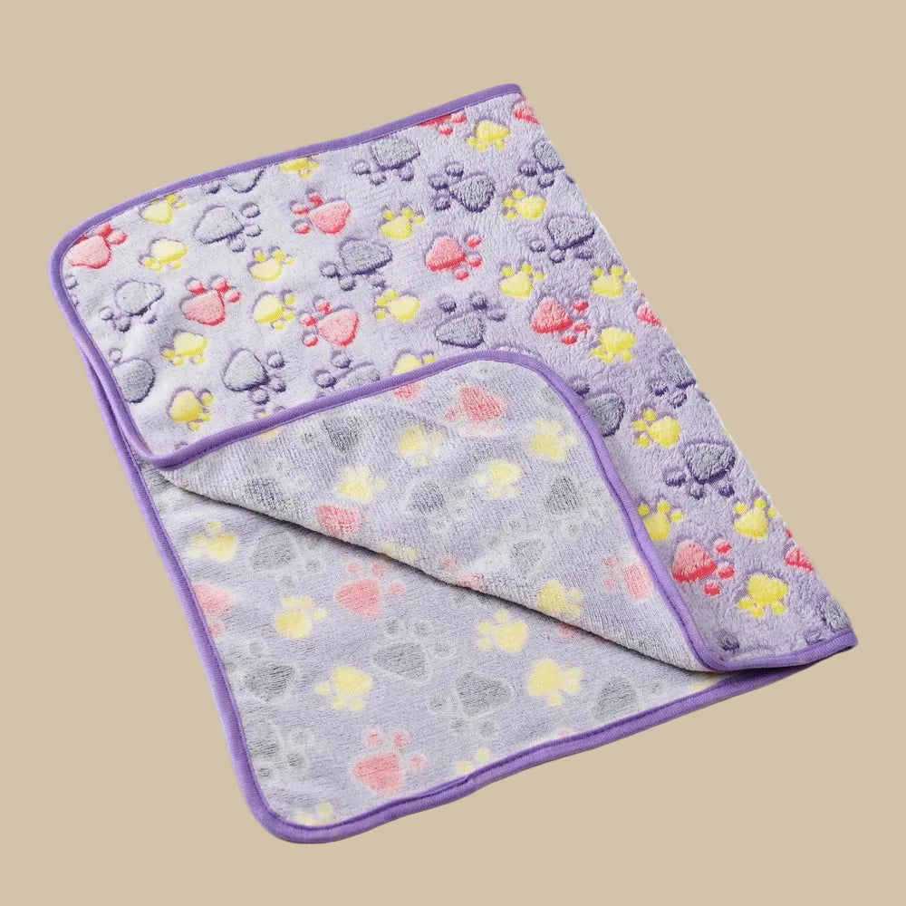 Warm Cozy Thickened Fleece Footprint Pet Blanket
