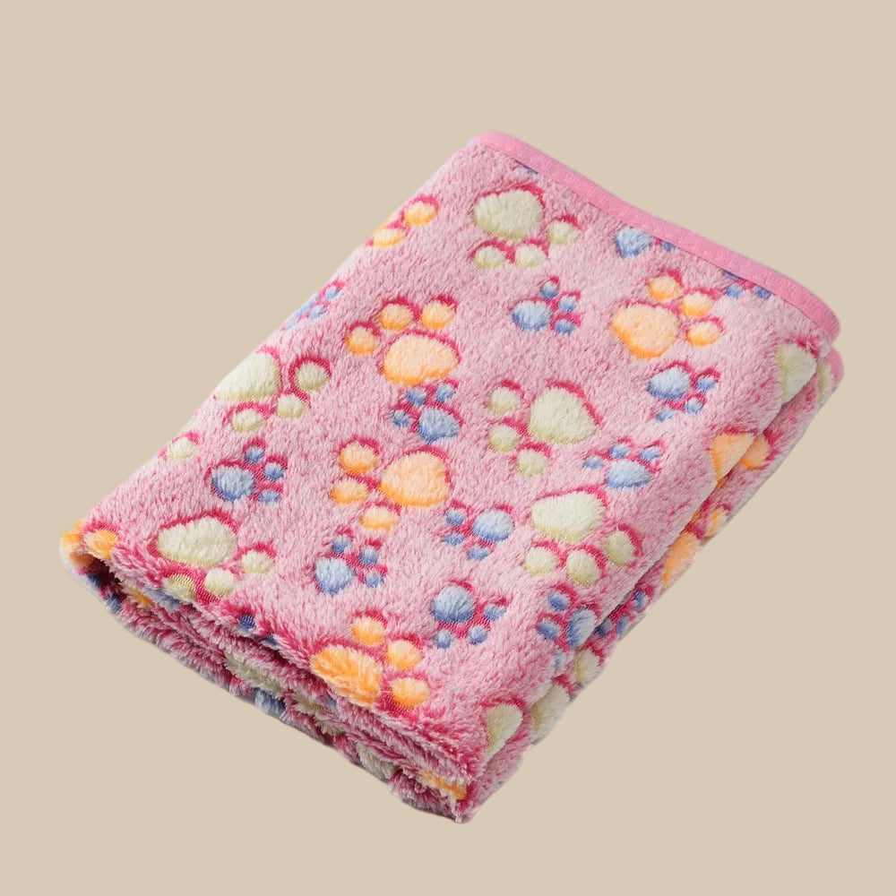 Warm Cozy Thickened Fleece Footprint Pet Blanket