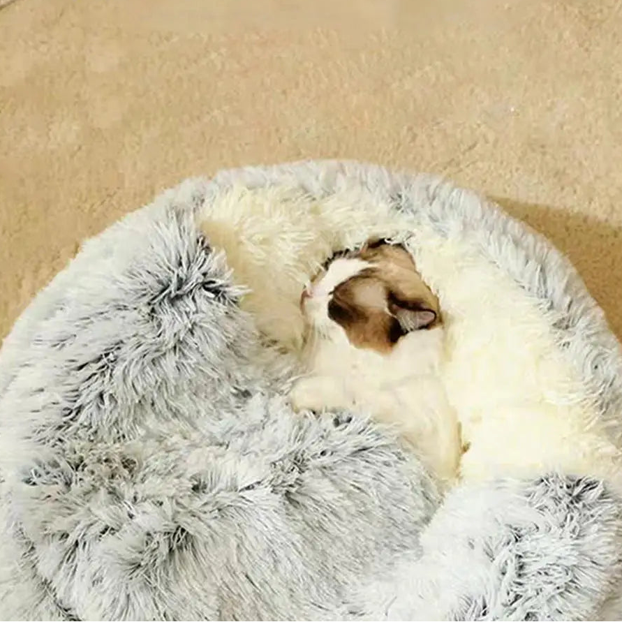 Winter Plush Cozy Cat Cave Bed