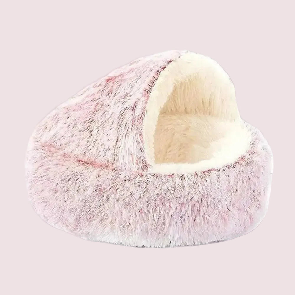 Winter Plush Cozy Cat Cave Bed