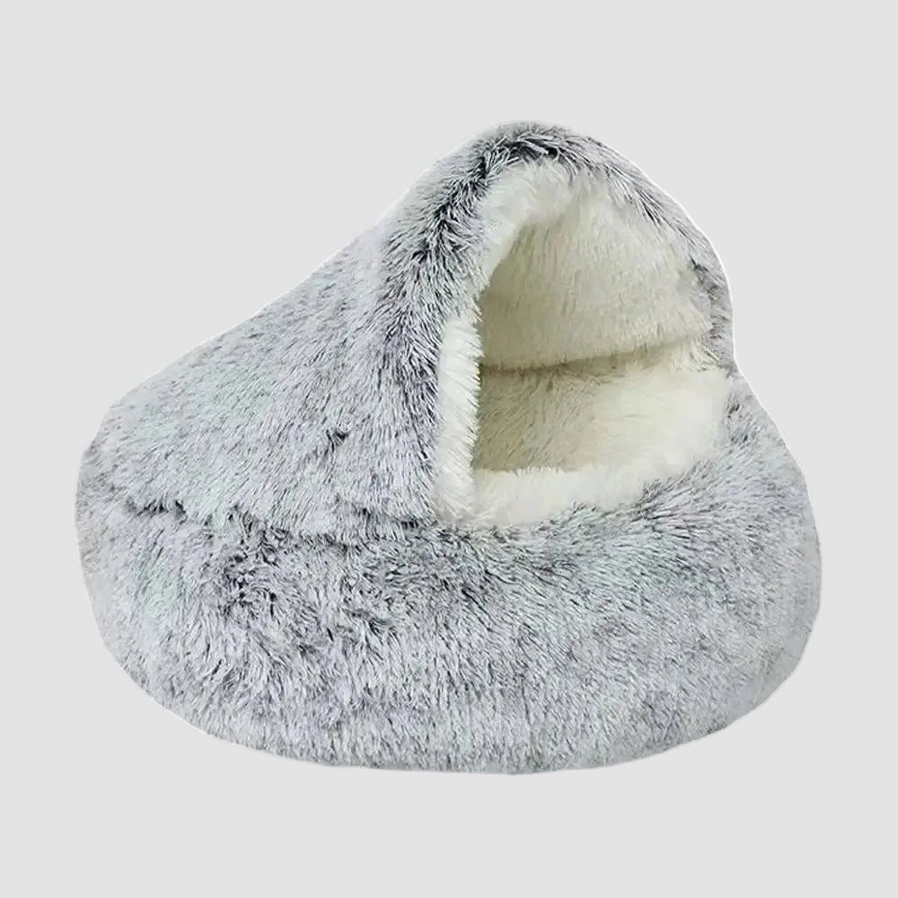 Winter Plush Cozy Cat Cave Bed