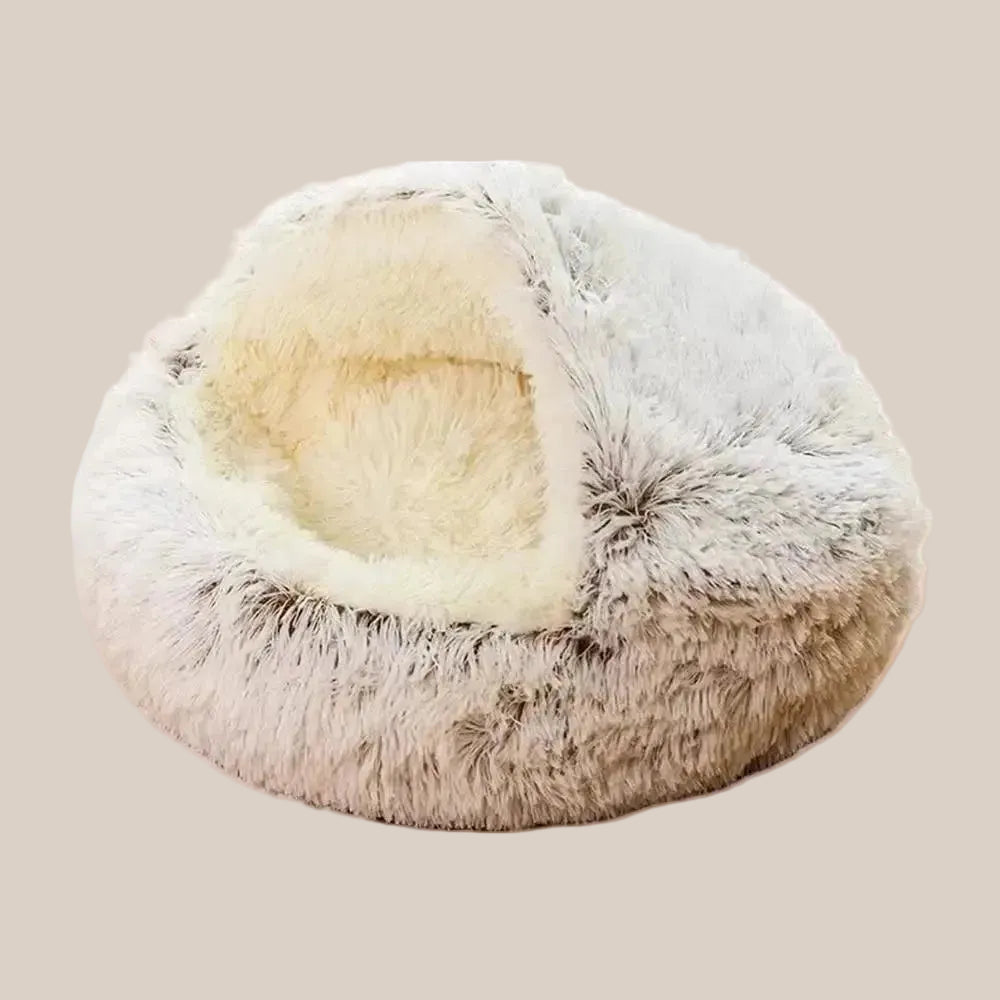 Winter Plush Cozy Cat Cave Bed