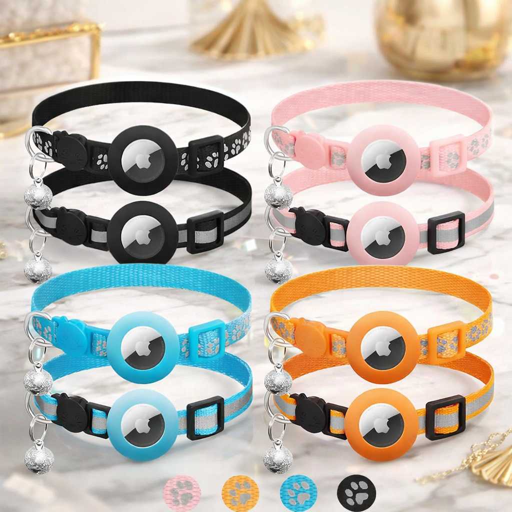Reflective AirTag Compatible Breakaway Cat Collar with Bell